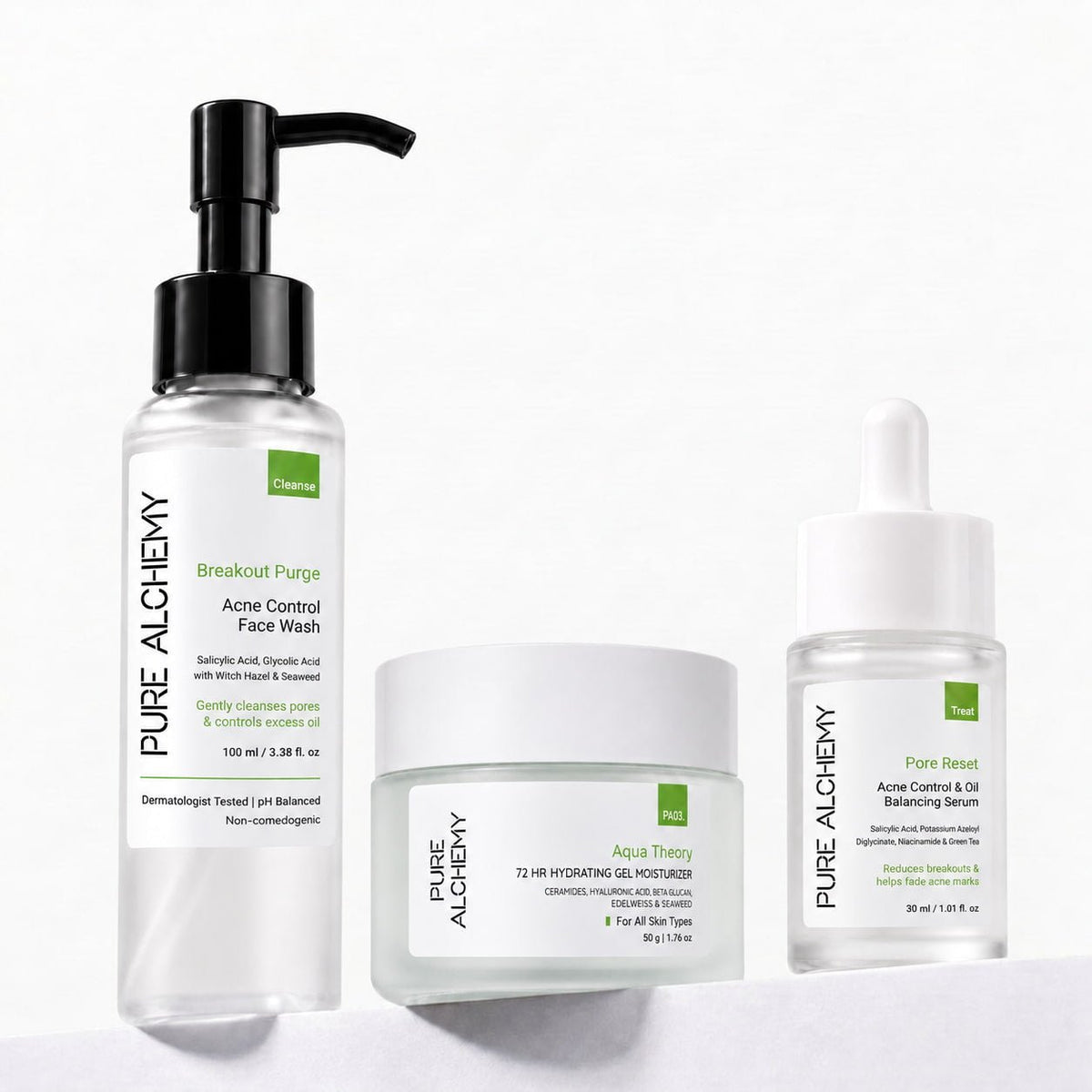 Acne Control Combo - 3-Step Routine for Clearer, Oil-Free, Balanced Skin - Pure Alchemy