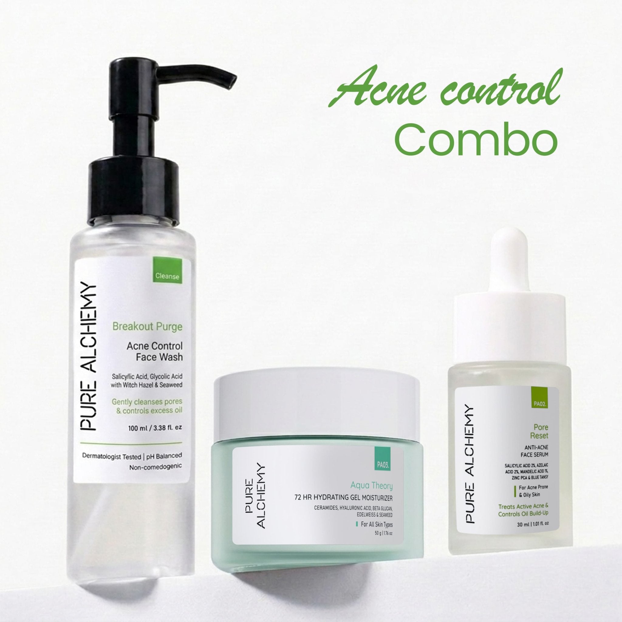 Acne Control Combo - 3 - Step Routine for Clearer, Oil - Free, Balanced Skin - Pure Alchemy